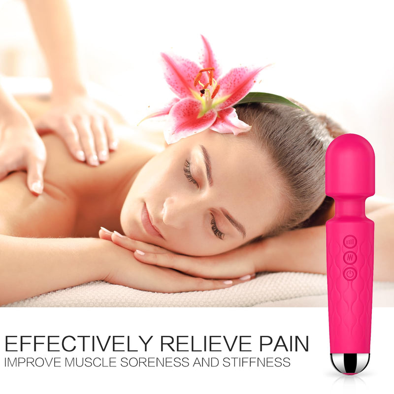 [Australia] - Vibrator Wand,Adult Sex toy Wand, G Spot Dildo, Clit Vibrator, Sex Vibrators,Clitoris Stimulation,with 8 Speeds & 20 Patterns, Quiet,Fully Waterproof,vibrating wand for her pleasure (Rose Red) Large 