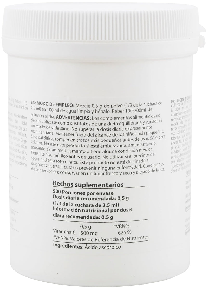 Pure Ascorbic Acid fine crystalline Powder | 0.55 lb - 250 g | Vitamin C | Pharma Ingredients (Ph. EUR, USP, BP) | Third-Party Tested | Heiltropfen®