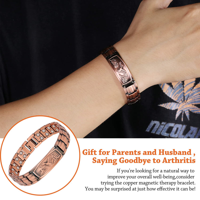 [Australia] - Feraco Copper Bracelet for Men-Magnetic Bracelets 99.99% Pure Copper Jewelry Gift with Adjustable Sizing Tool, Magnetic Field Therapy Jewelry with Eagle Pattern Copper Eagle 