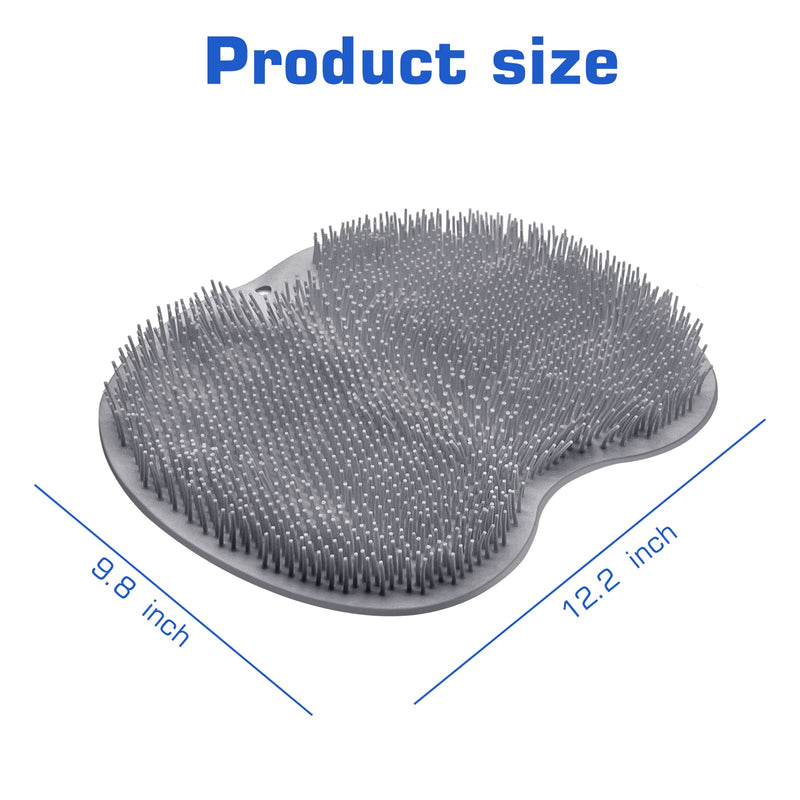 [Australia] - Shower Foot Scrubber Mat Back Washer Exfoliating Bath Wash Pad Wall Mounted Slip Suction Cups for Use in Cleaner Men and Women Gray 