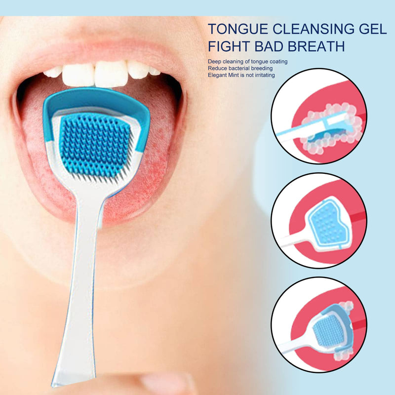 [Australia] - Tongue Cleaning Gel Set, Tongue Cleaner Gel with Tongue Brush, Easy to Use for Adults Kids, Tongue Scraper Scrubber for Adults with Cleaning Gel 