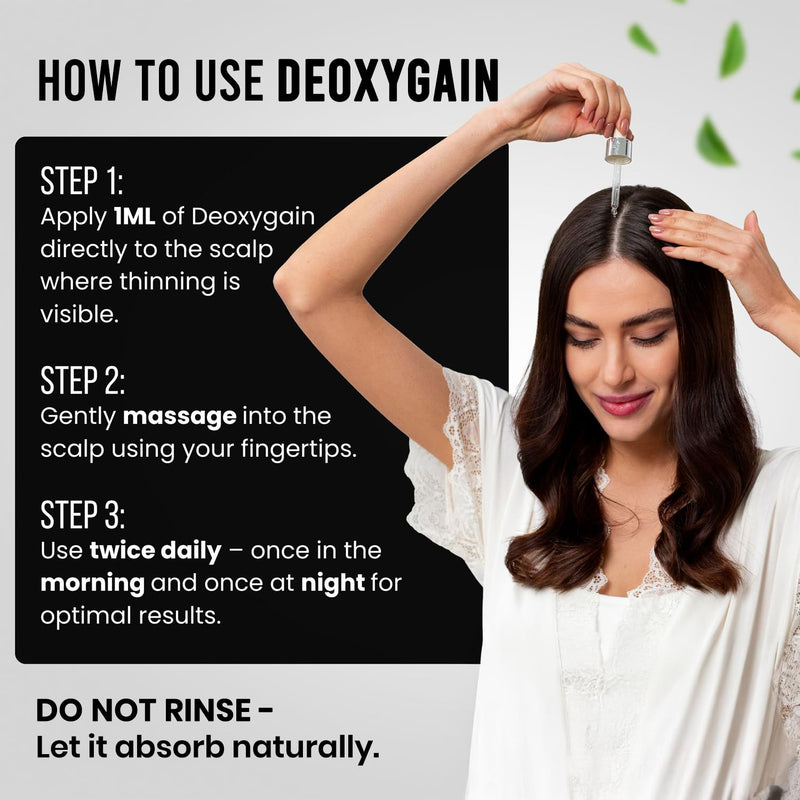 Hair Growth Serum by Deoxygain - DHT Blocker with 2DDR for Hair Regrowth | Non Greasy Topical Serum, Saw Palmetto, Biotin, Vitamin B, Pea Sprout Extract, Hair Growth Peptides, DHT Blocking, 2DDR