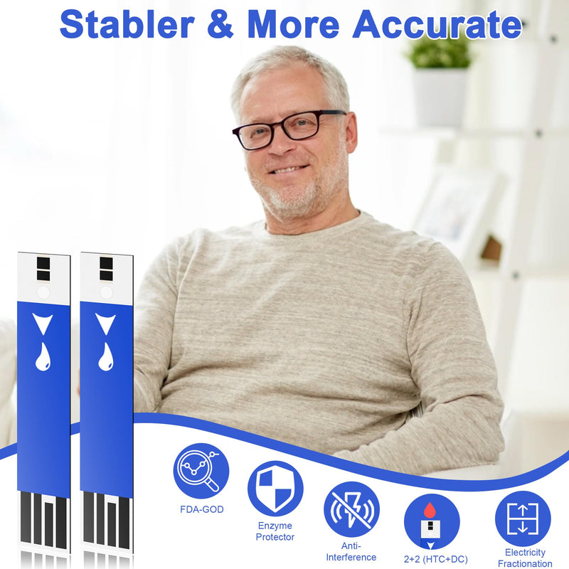 [Australia] - Blood Glucose Test Strips Set -Lvonge 100PC Test Strips for Use Only with Lvonge Blood Glucose Monitor G520/501, Home Diabetes Blood Glucose Testing Kit Blue 