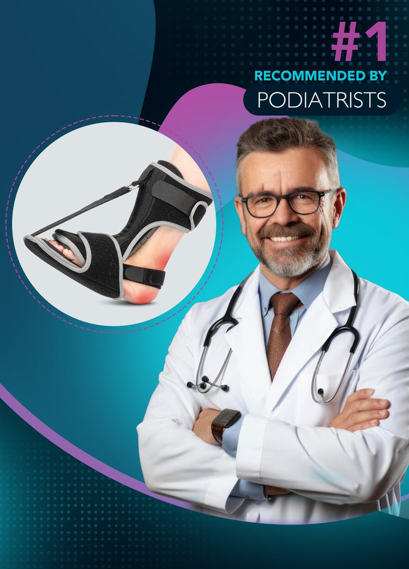 [Australia] - Plantar Fasciitis Night Splint with Massage Ball for Plantar Fasciitis Relief, Comfortable Plantar Fasciitis Brace for Achilles Tendonitis Heal Spur Foot-drop Flat-arch, Free Size for Men and Women - Black 1 Pack 