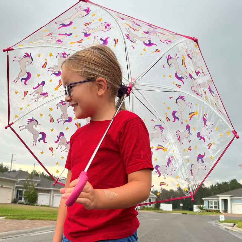 totes Kids Lightweight Dome Canopy Bubble Umbrella with Wind and Rain Protection 38" Canopy UNICORN AND STARS BUBBLE