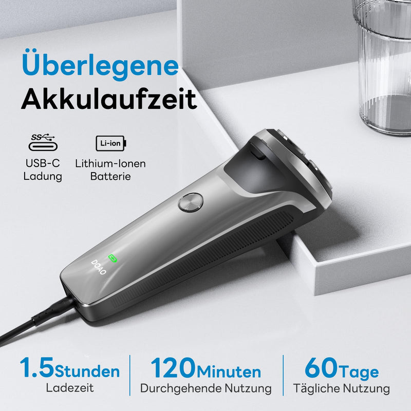 [Australia] - DOAO Men's Electric Shaver, 2025 Upgrade Men's Electric Shaver Men's 2 in 1 Waterproof Wireless Rotary Shaver for Face Wet and Dry Shaver (A3) A3 