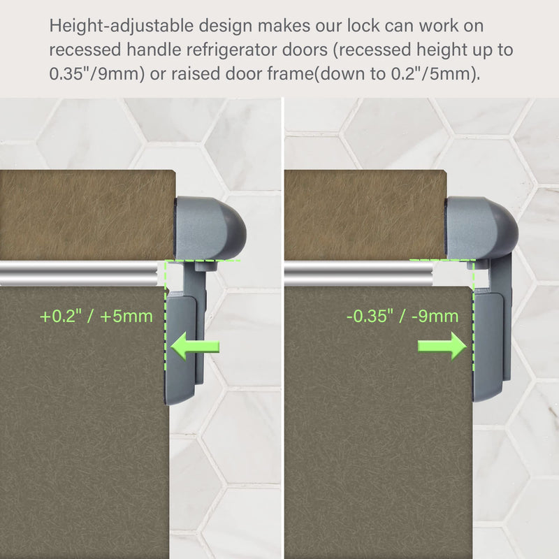 [Australia] - One-handed Operation Fridge Lock Child Proof, Refrigerator/Fridge/Freezer Latches to Keep Door Closed, 3M VHB Tape, No Tools Need, Grey, by Heart of Tafiti 
