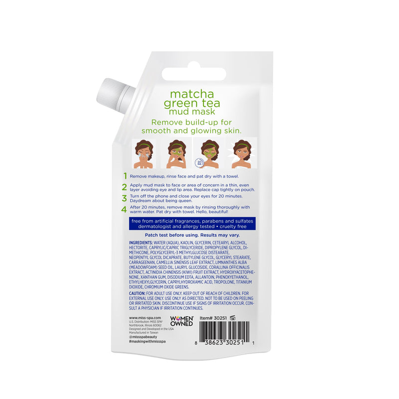 MISS SPA Facial Mask Trio Vitamin C Peel-Off, Charcoal Clear Pore Peel-Off & Matcha Green Tea Mud Mask Exfoliates, Detoxifies, Brightens and Clears Pores, 3 Full-Size Squeeze Tubes