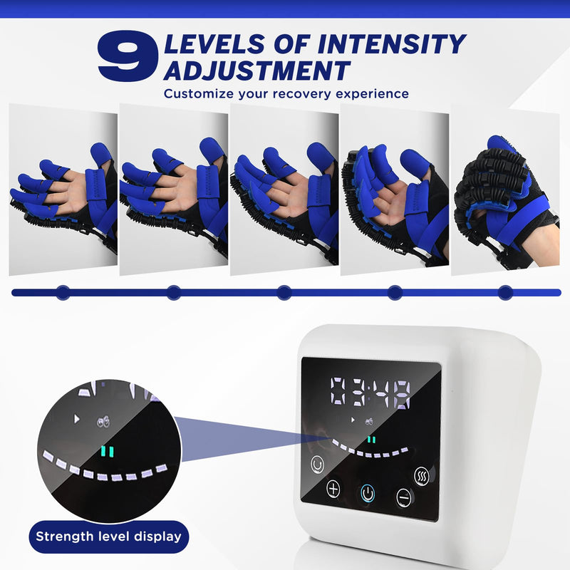 [Australia] - Hand Reha/bilitation Robot Gloves, Hot Compress Massage Function, 9-Level Strength Adjustment Equipment, Suitable for Physical Therapy of Hand Stroke (Right Hand-L) HS-J5173 