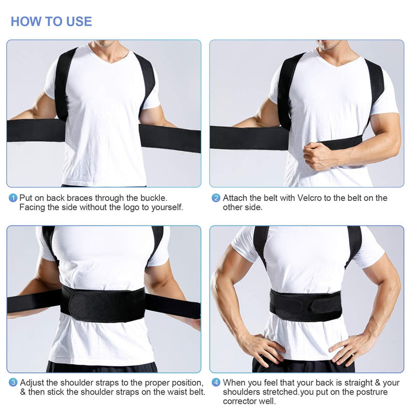 Back Brace Posture Corrector - Upper Back Support Brace - For Women Men, Spine Back Straightener, Thoracic Back Brace, Adjustable Shoulder Back Support Straightener (black, XL) black