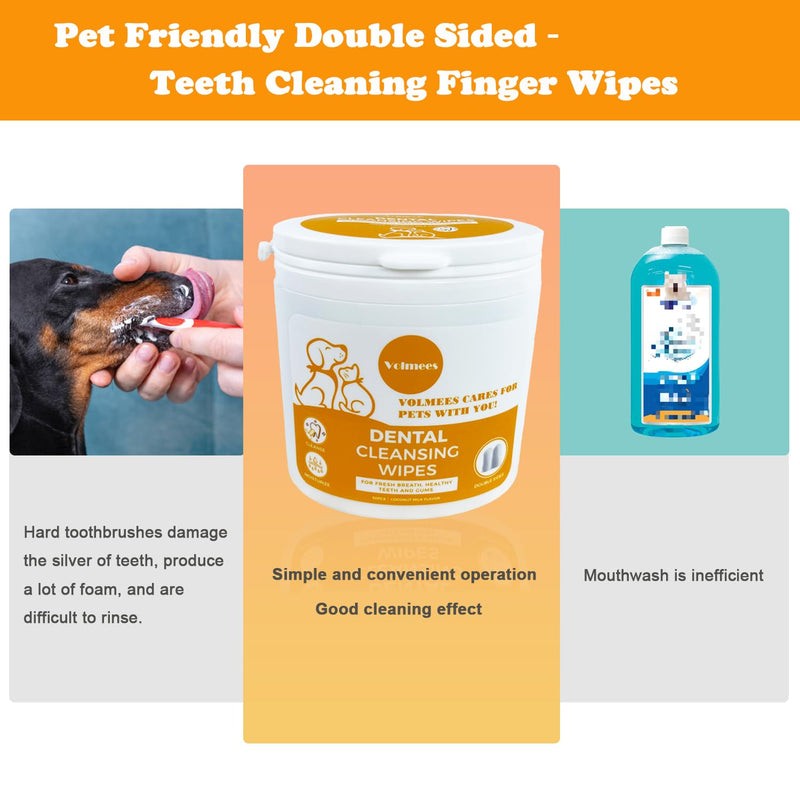 Dog Teeth Cleaning Wipes, Pet Dental Finger Wipes for Dogs and Cats, Dog Dental Care Wipes, Reduce Plaque & Tartar Buildup, Freshen Breath, Cleaner Mouth, Coconut Scent, 50Pcs - PawsPlanet Australia