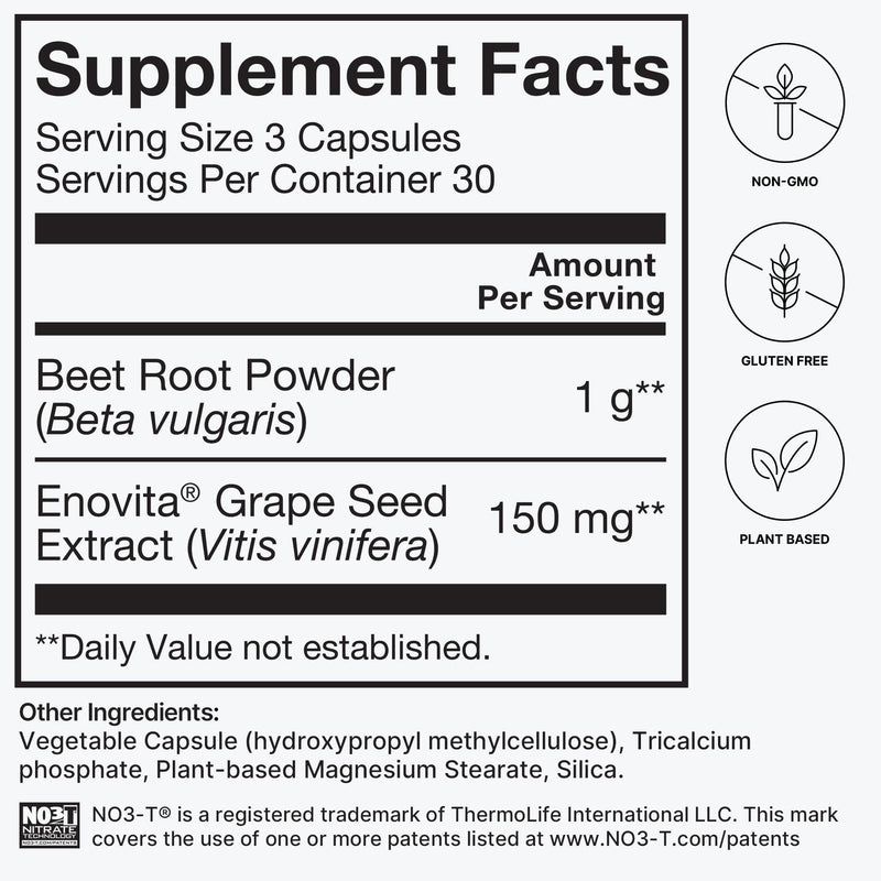 [Australia] - humanN SuperBeets Beet Root Capsules Quick Release 1000mg - Supports Nitric Oxide Production, Blood Pressure – Clinically Studied Antioxidants 90 Count Non-GMO Powder 