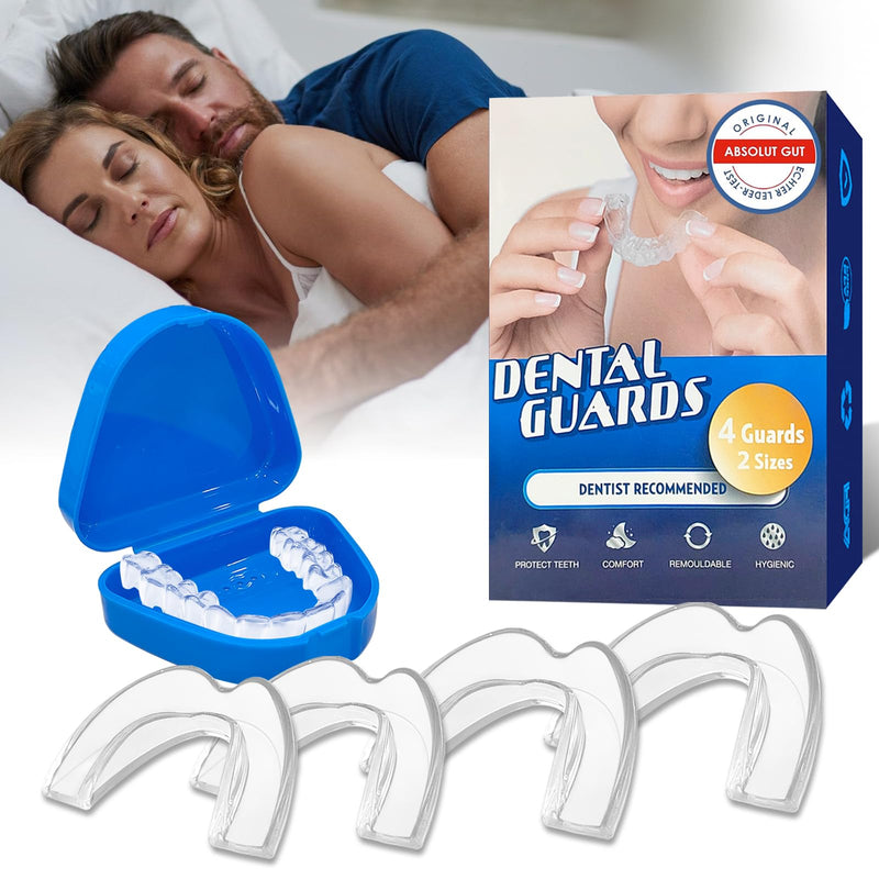 [Australia] - Pack of 4 nighttime grinding splints, 2 sizes, silicone tooth splint, mouth guard, bite splint, against bruxism, improves sleep quality, snoring splint, anti-snoring 