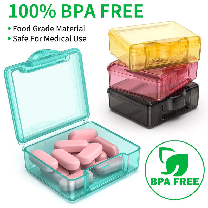 [Australia] - Small Pill Box 4 pcs,Cute Travel Pill Organizer Case Mini Tiny Clear Plastic Storage Containers Portable for Pocket Purse Blue+pink+orange+black 