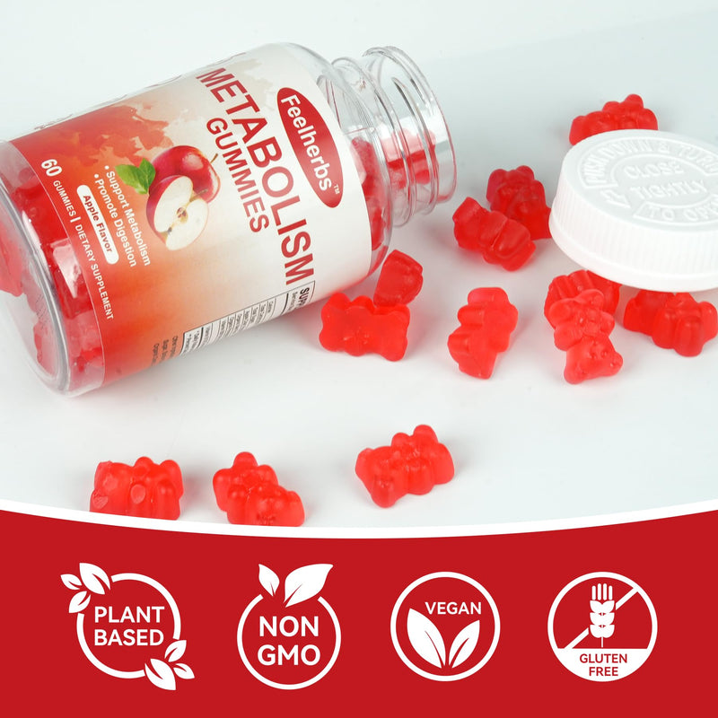 Metabolism Gummies for Women and Men Digestion & Energy, 60 Count Apple Cider Vinegar Gummies with Vitamin B12 & Beet Root, Chewable Keto ACV Vitamin for Metabolism & Detox Cleanse
