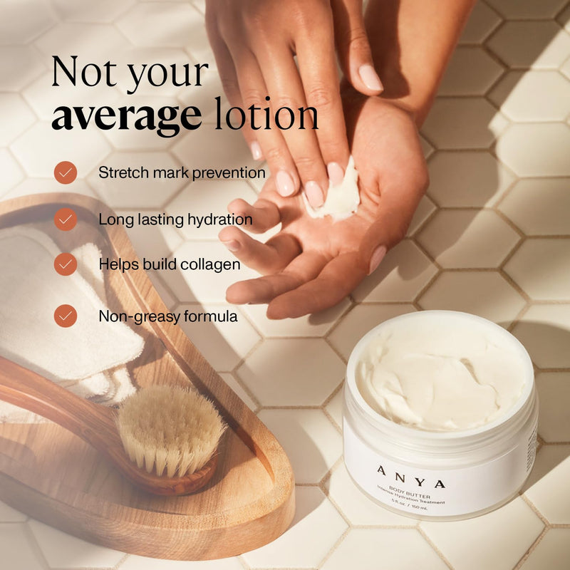 [Australia] - ANYA Body Butter, 5oz - Stretch mark repair and prevention lotion. Dermatologist-tested, Breastfeeding Safe ultra-rich cream, keeps skin hydrated postpartum. Essentials Gifts Baby Shower Gifts 