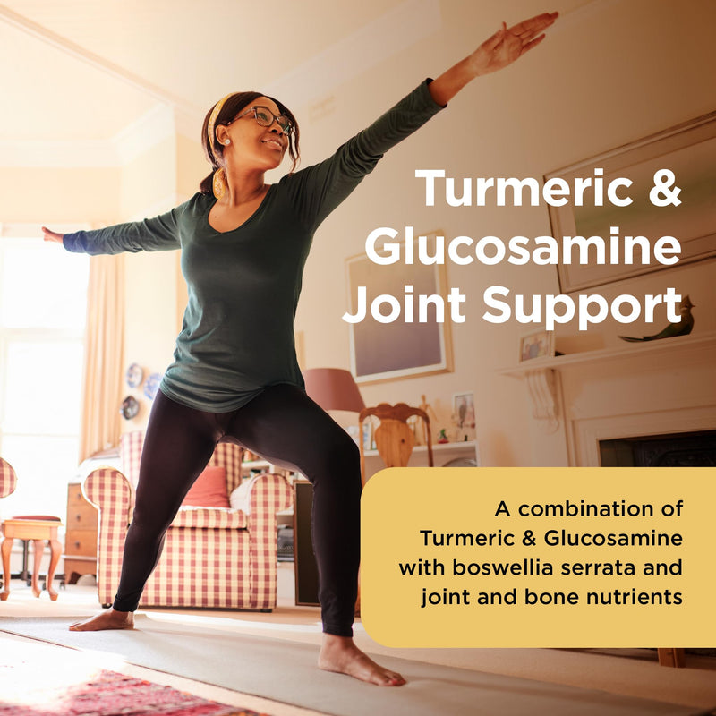 Healthspan Turmeric & Glucosamine Joint Support | 60 Tablets | Joint & Bone Health | Added Vitamin C, Vitamin D3 & Calcium | 30mg Boswellia Serrata Extract | Sustainably Source | Vegan