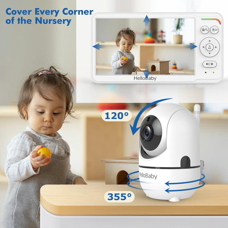 [Australia] - HelloBaby Baby Monitor 6" World First IPS Screen 30H Battery, Secure No WiFi, Pan Tilt Video Camera with Night Vision, VOX, 2-Way Talk, 1000ft, Portable Video Audio Monitor Ideal for Mom, Elderly, Pet HB6560 