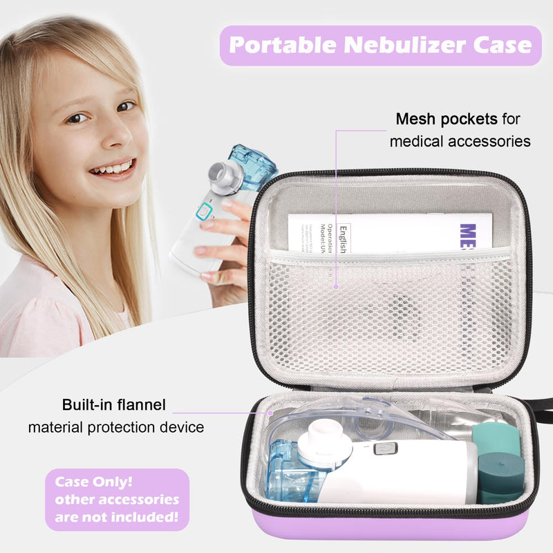 [Australia] - Carrying Case for Portable Nebulizer, Travel Medical Bag, Hard Emergency Medical Bag for Inhaler Spacer Case for Kids and Adults, Masks, Asthma Accessories Case for Medicin Purple 