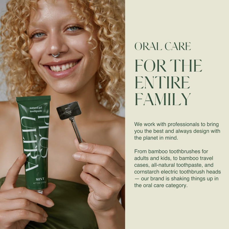 Biodegradable and Eco-Friendly Bamboo Toothbrush 4-Pack - BPA Free Soft Bristle - Dentist-Approved and All-Natural with Positive Affirmations Etched on Handles by Plus Ultra 4 Count (Pack of 1)