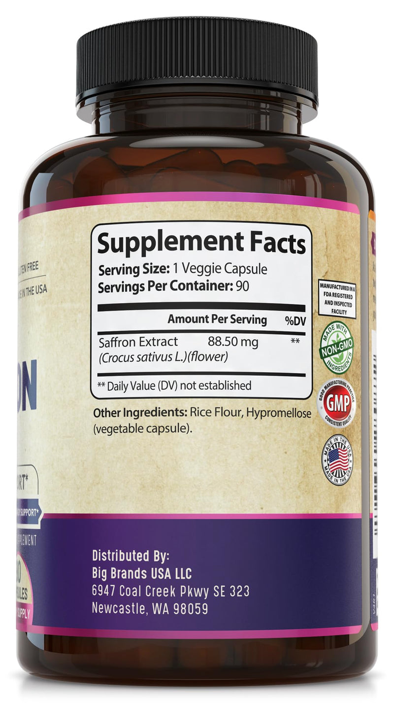[Australia] - 100% Pure Saffron Extract - Supports Weight and Appetite Health, Mood, Focus, Memory, Digestion, Eye, Skin and Brain Health. NSF Certified Saffron Supplements for Women and Men, 45-Day Supply. 