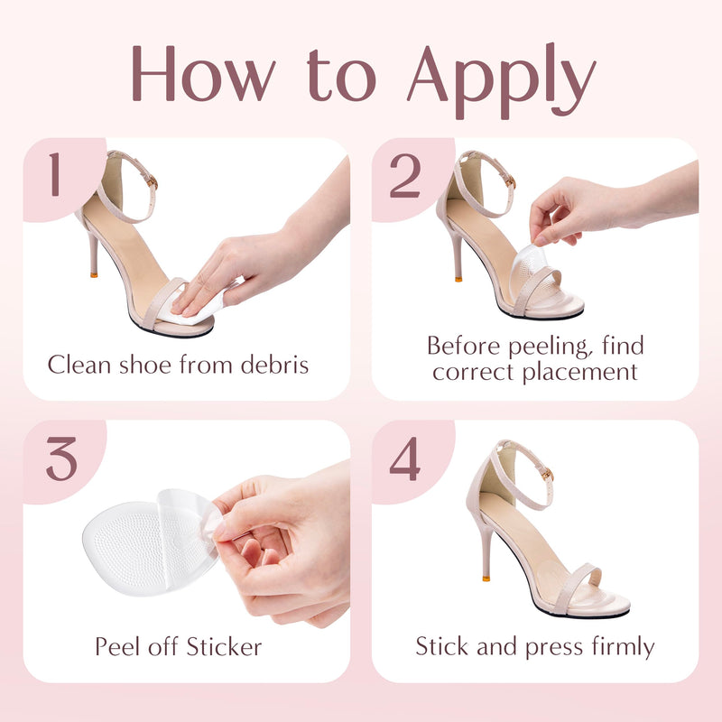 [Australia] - Metatarsal Foot Pads for Women (4 Pads) Cushioned High Heel Inserts for Ball of Foot Pain Relief (Clear) Clear 4 