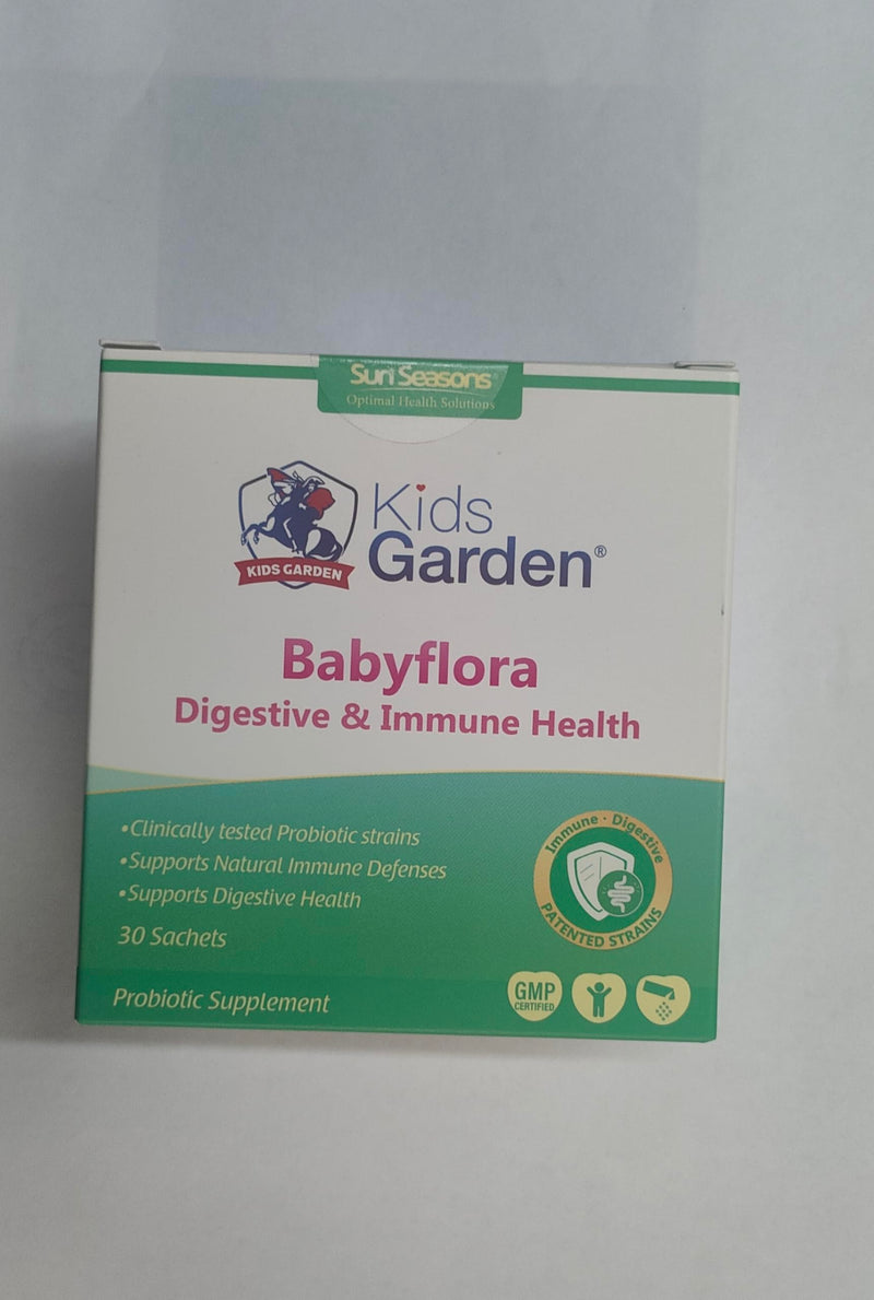 Kids Garden Babyflora Plus Probiotic Powder, Digestive & Immune Health Support for Children, 25 Sachets, Unflavored