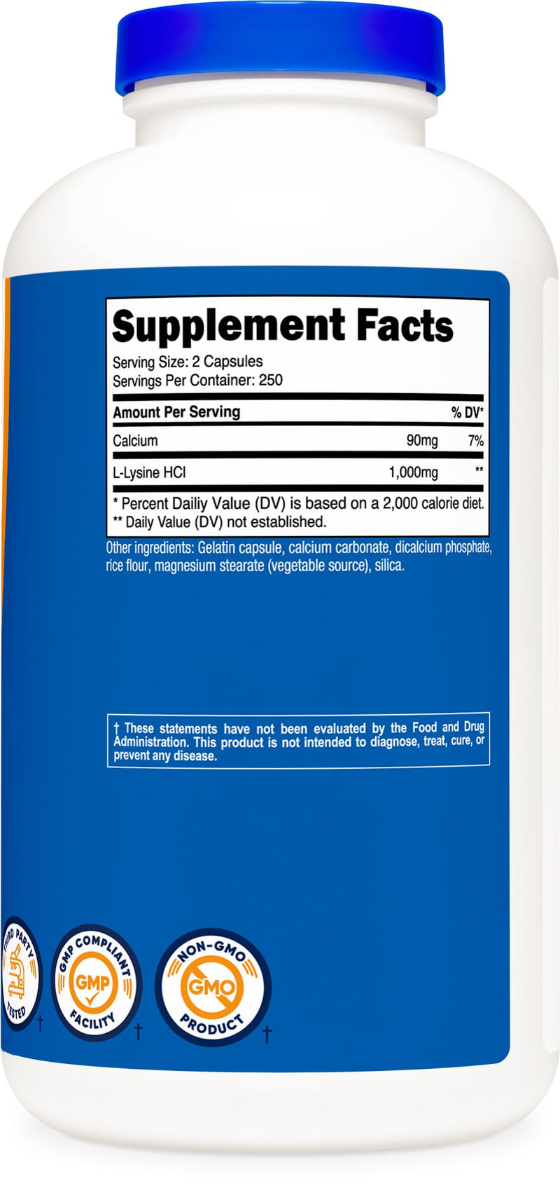 Nutricost L-Lysine 1000mg Per Serving, 250 Servings, 500 Capsules - Gluten Free, Non-GMO, 500mg Per Capsule 500 Count (Pack of 1)