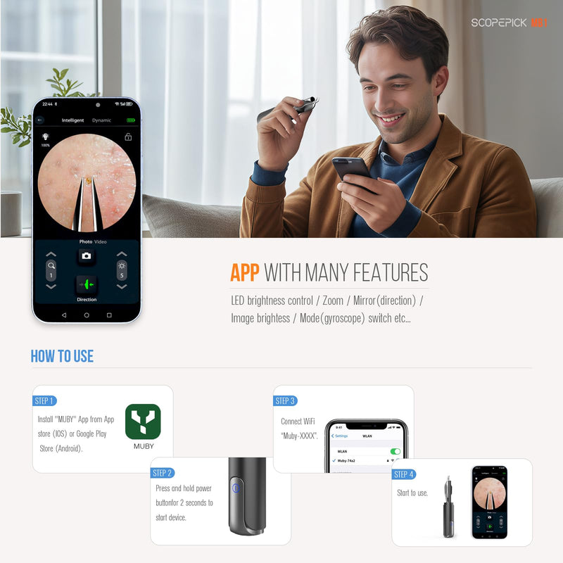 Blackhead Removal Tweezer with 1080p Camera, Ultimate Precision: Blackhead Removal with Camera - Perfect for Delicate Tasks! - - Ingrown Hair, Ear Hair Tweezer (Black) Black