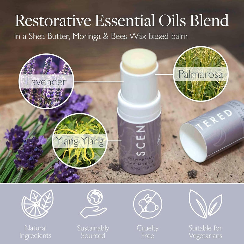 Scentered Sleep Well Aromatherapy Essential Oils Balm Saver Bundle - 2 x 5g Balms & 2 x Mini Travel Balms - for Restful Sleep - Natural Blend of Lavender, Chamomile, Ylang Ylang