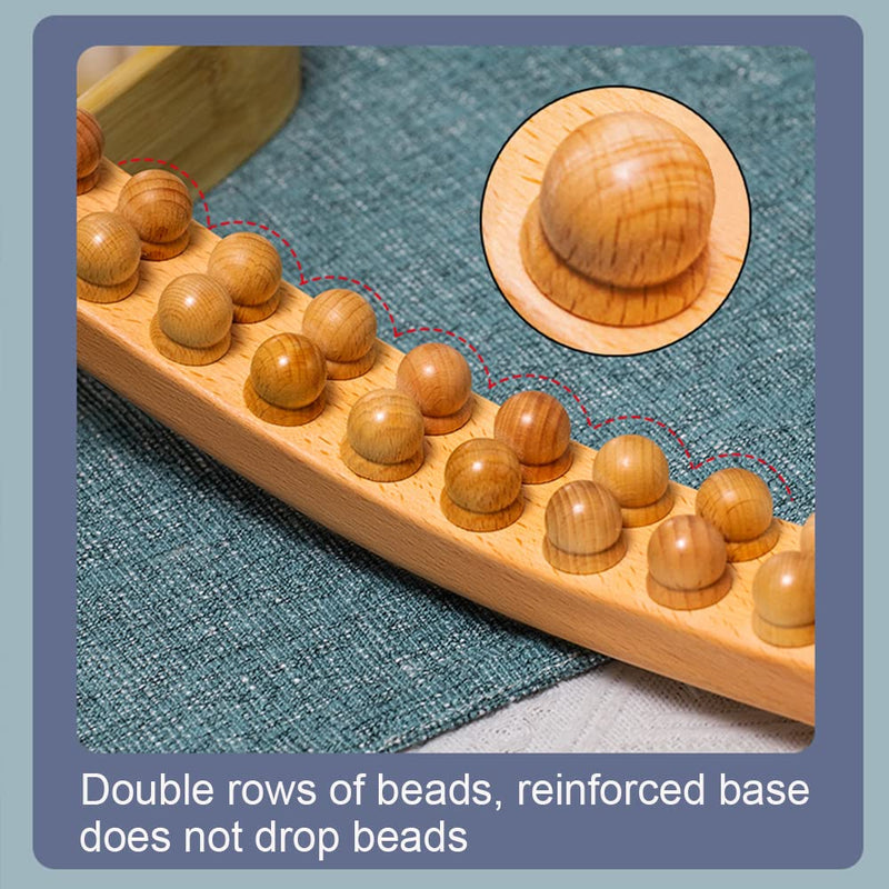 [Australia] - Ninefish Wood Therapy Massage Tools,Massage Stick, Wood Stick for massagea,FBA is Genuine,Double Row 20 Beads Point Treatment Gua Sha Tools for Back Leg,1 pcs 