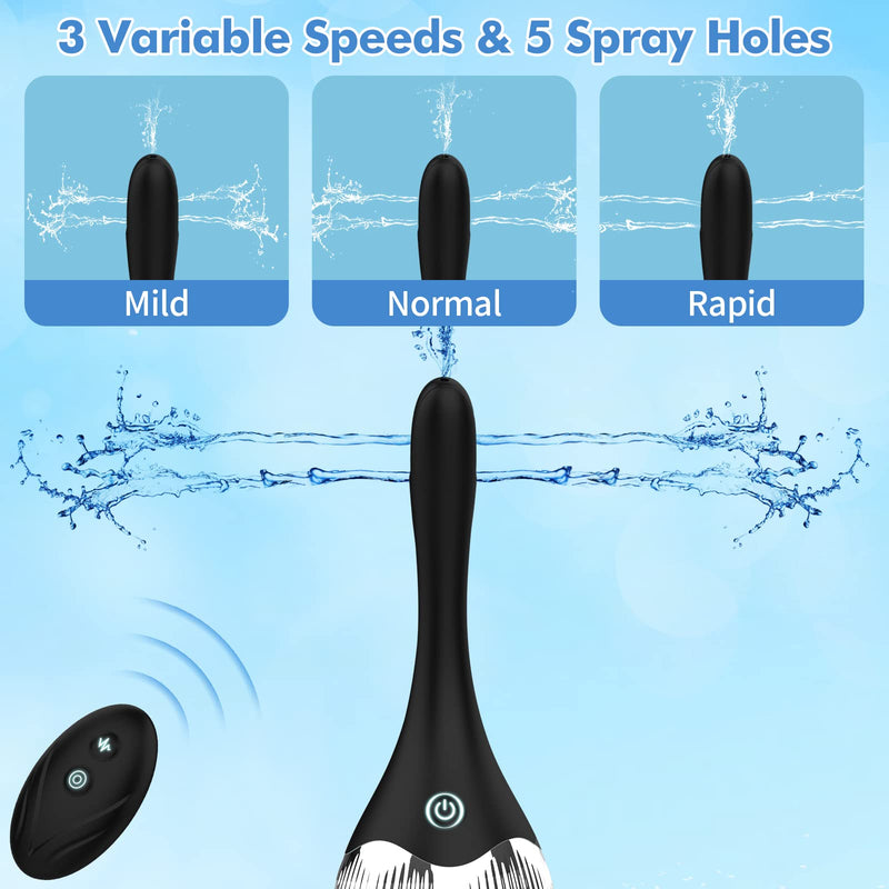 [Australia] - Automatic Electric Enema Bulb with 3 Speeds, Silicone Enema Anal Douche Cleaner for Men Women Colon Cleansing, Remote Control Reusable Enema Kit Cleaner Anti-Backflow Douche for Easy Cleaning 15oz 