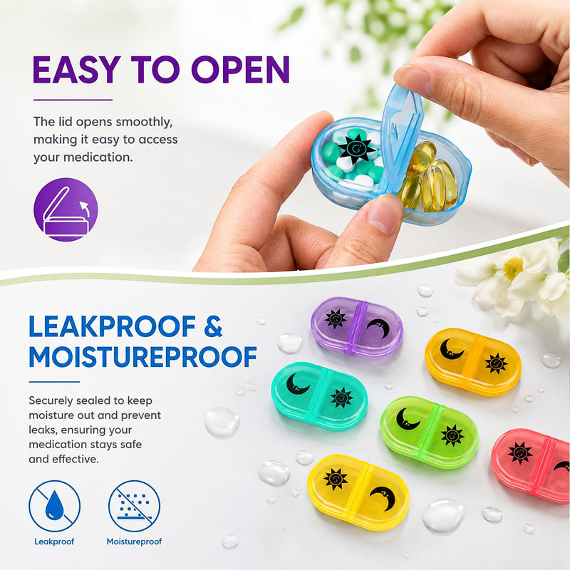 Cruxer Monthly 2 Times a Day Pill Organizer,4 Week Daily AM/PM Medicine Box | Large Single Compartment Supplements Organiser for Vitamins, Fish Oil & Pills + Bonus Mini Medication Case