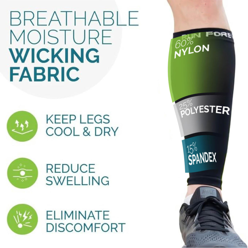 [Australia] - Run Forever Calf Compression Sleeves for Men and Women - Leg Compression Sleeve - Footless Compression Socks for runners Large Black 