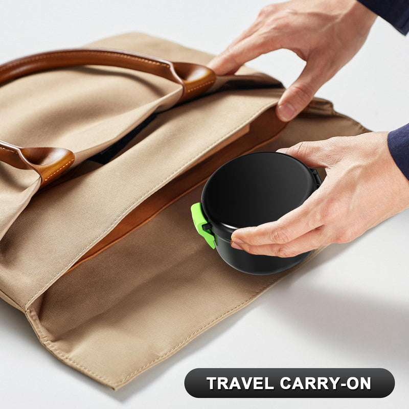 [Australia] - Leak Proof Denture Bath Cup, Travel Denture Case for Soaking Dentures & Retainer, Retainer Cleaner Case, Round False Teeth Container, Black+Light Green. Black + Light Green 