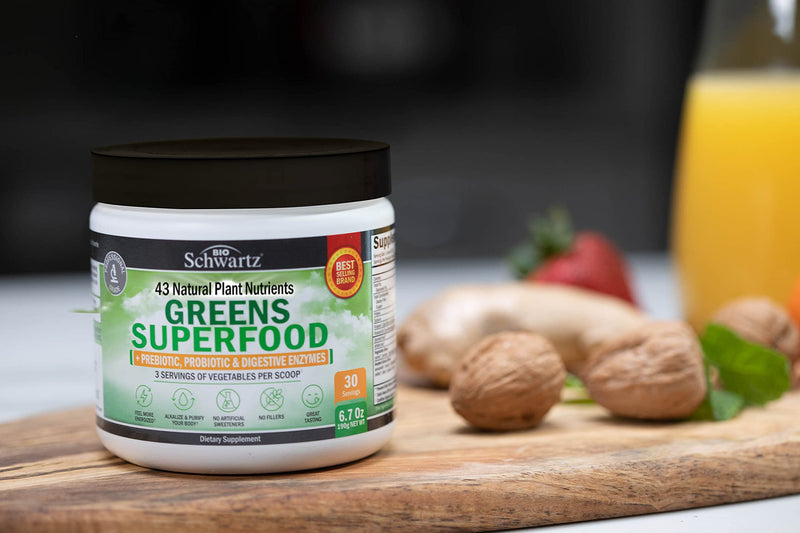 [Australia] - Super Greens Powder Superfood - Greens Powder with Probiotics Prebiotics Digestive Enzymes and 43 Green Superfoods - Chlorophyll Bilberry Chlorella Spirulina Grass - Tastes Amazing - 30 Servings 6.7 Ounce (Pack of 1) 