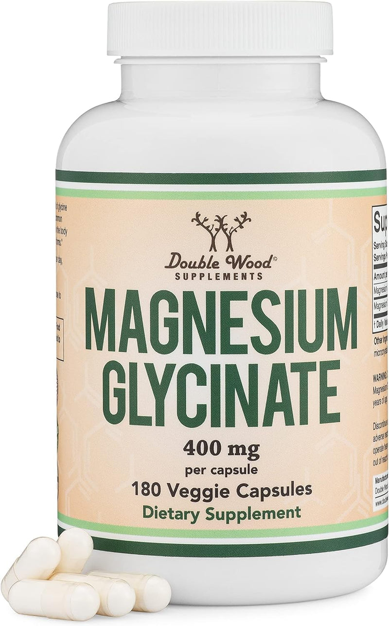 [Australia] - Magnesium Glycinate 400mg, 180 Capsules (Vegan Safe, Third Party Tested, Gluten Free, Non-GMO) High Absorption Magnesium by Double Wood Supplements 