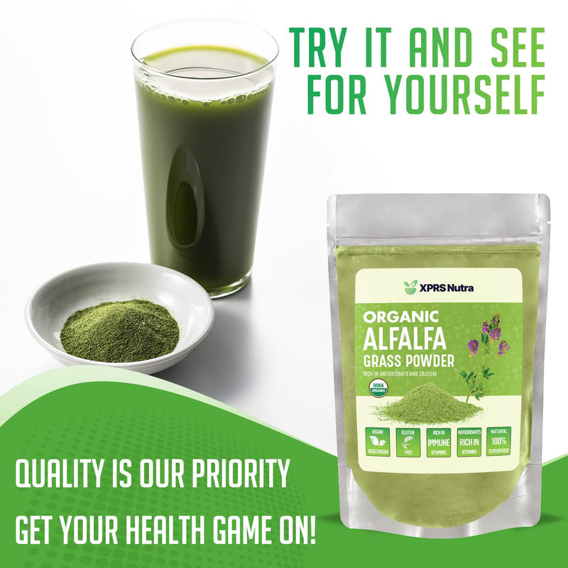 [Australia] - XPRS Nutra Organic Alfalfa Powder - Premium Vegan Alfalfa Supplement Rich in Calcium, Antioxidants, Vitamins - Farmer Alfalfa Supplement for Kids and Adults - Vegan Friendly Alfalfa Leaf (4 Ounce) 4 Ounce (Pack of 1) 