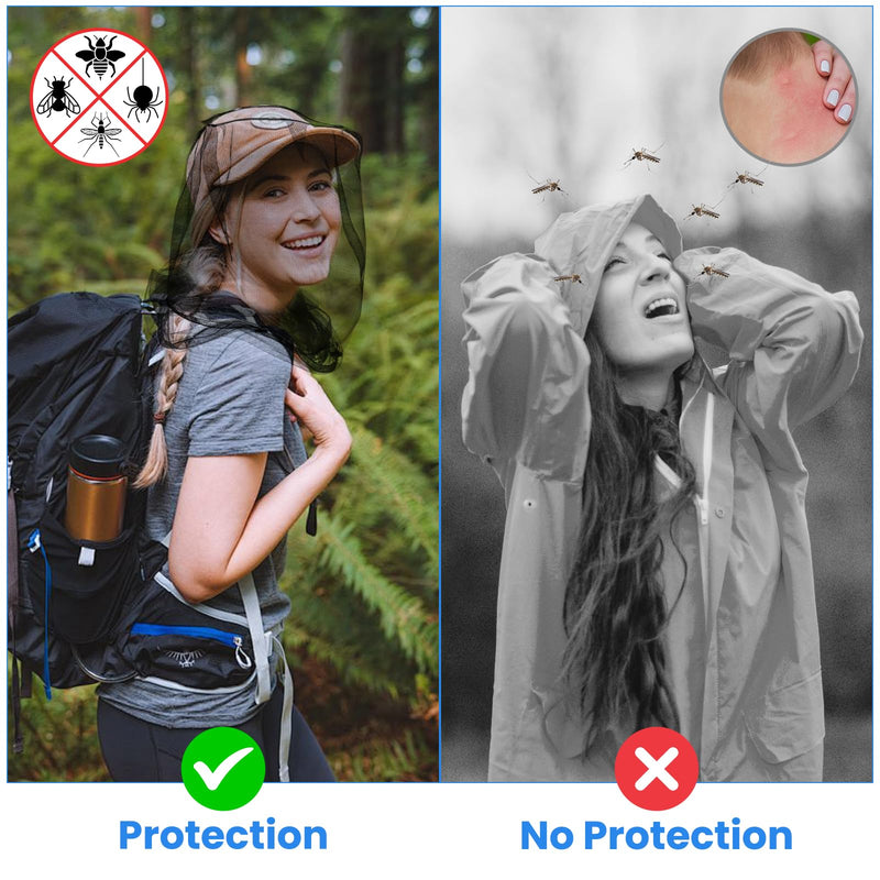 [Australia] - 2 Pack GuoluvSoo Mosquito Head Nets with Drawstring, Premium Bug Net for Head, Universal Fit for Hats, Breathable Mosquito Net Hat, Ideal for Outdoor Adventures: Hiking, Camping, Fishing, Gardening 