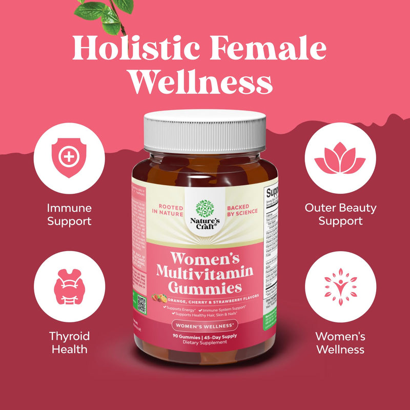 Bundle of Perimenopause Supplement with Maca Root Vitex Berry Black Cohosh for Hot Flashes Night Sweats Hormone Balance & Mood and Delicious Daily Women's Multivitamin Gummies for Energy and Immunity