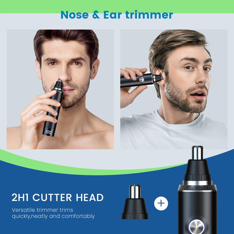 Ear and Nose Hair Trimmer for Men, 2025 Professional Painless USB Rechargeable Eyebrow & Facial Hair Trimmer, 13,000 RPM Precision Tool with Powerful Motor and Dual-Edge Blades, IPX7 Waterproof Black