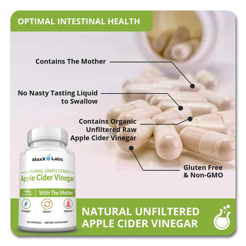 Apple Cider Vinegar Capsules with The Mother Help Improve Energy, Immunity, Digestion & Metabolism + Vitamin K2 Supplement - Full Spectrum Vitamin K2 MK7, MK4 & Calcium - 90 Capsules
