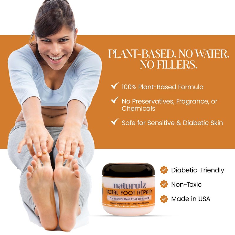 [Australia] - Naturulz Total Foot Repair 4oz – No Junk Foot Cream for Dry, Rough Skin & Cracked Heels, Lightweight & Compact Moisturizer for Feet, Knees, Elbows & Hands, Softens, Repairs & Smooths Cracked Skin 