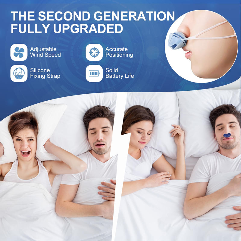 [Australia] - Mini Anti Snoring Devices,Stop Snoring Reduction,Electric Anti Snore Device,Adjustable Airflow Snoring Solution Aids for Men & Women,Blue Blue 