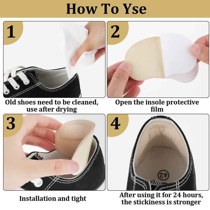 [Australia] - WLLHYF 4 Pairs Heel Grips Shoe Pads Self Adhesive Foot Pads Pads for Loose Large Shoes Cuttable Heel Insoles Shoe Insoles for Men Women 