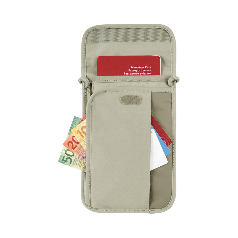 Victorinox Travel Essentials, Security Neck Pouch, Slim Bag with RFID - Sand Beige