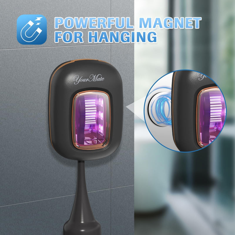 [Australia] - YourMate Rechargerable UVC Toothbrush Sanitizer Case Pro Compatible with Electric Toothbrush Heads/Regular Toothbrushes Travel Toothbrush Covers Case Magnetic Holder for Houshold/Traveling Black 