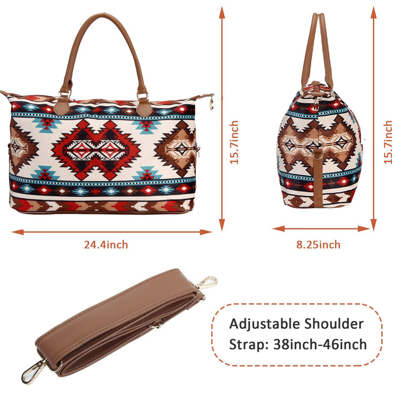 Weekender Bag Duffle Bag For Women Large Travel Tote Bag Overnight Weekend Bags With Shoulder Strap Cow Leopard Atzec…