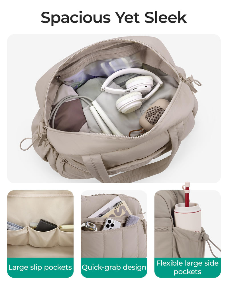 BAGSMART Duffle Bag for Travel, Gym Bag for Women, Weekender Carry on | PVC Wet Pocket, Airline Approved Personal Carry-on Size, Fits Under-seat, One Bag for Gym, Travel, Hospital, Overnight Camel Medium