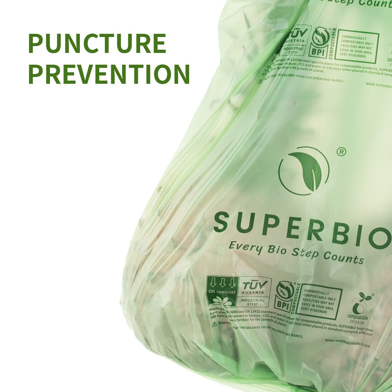 [Australia] - SUPERBIO 1.6 Gallon Compostable Handle Tie Food Waste Bags, 50 Count, 6 Liter, Small Bags for Countertop Bin US BPI & Europe OK Compost Home Certified 1.6 Gallon, 50 Count 